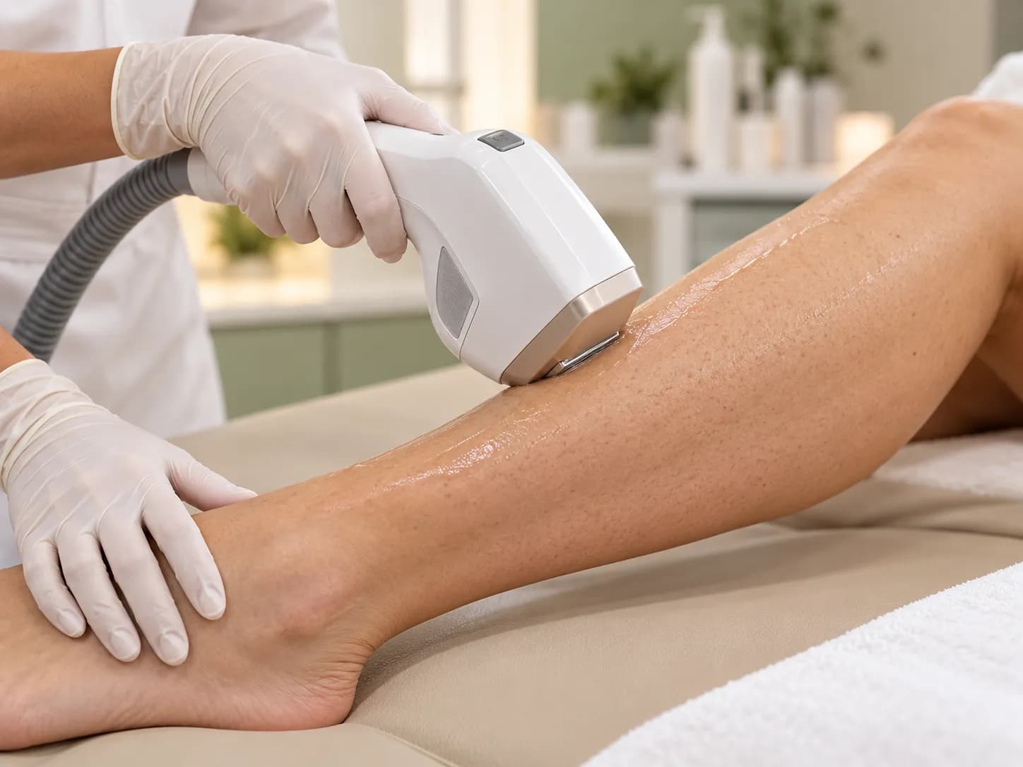 An IPL device treating the lower leg
