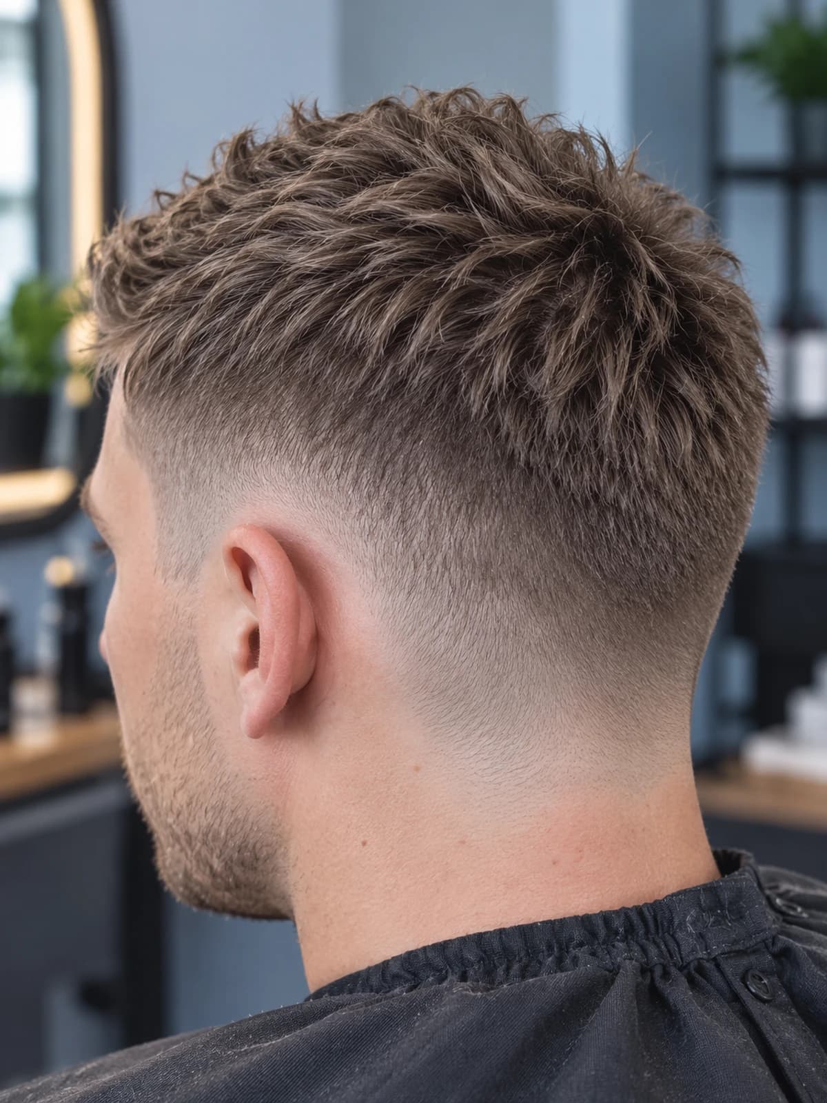 A close-up of a smooth fade from behind