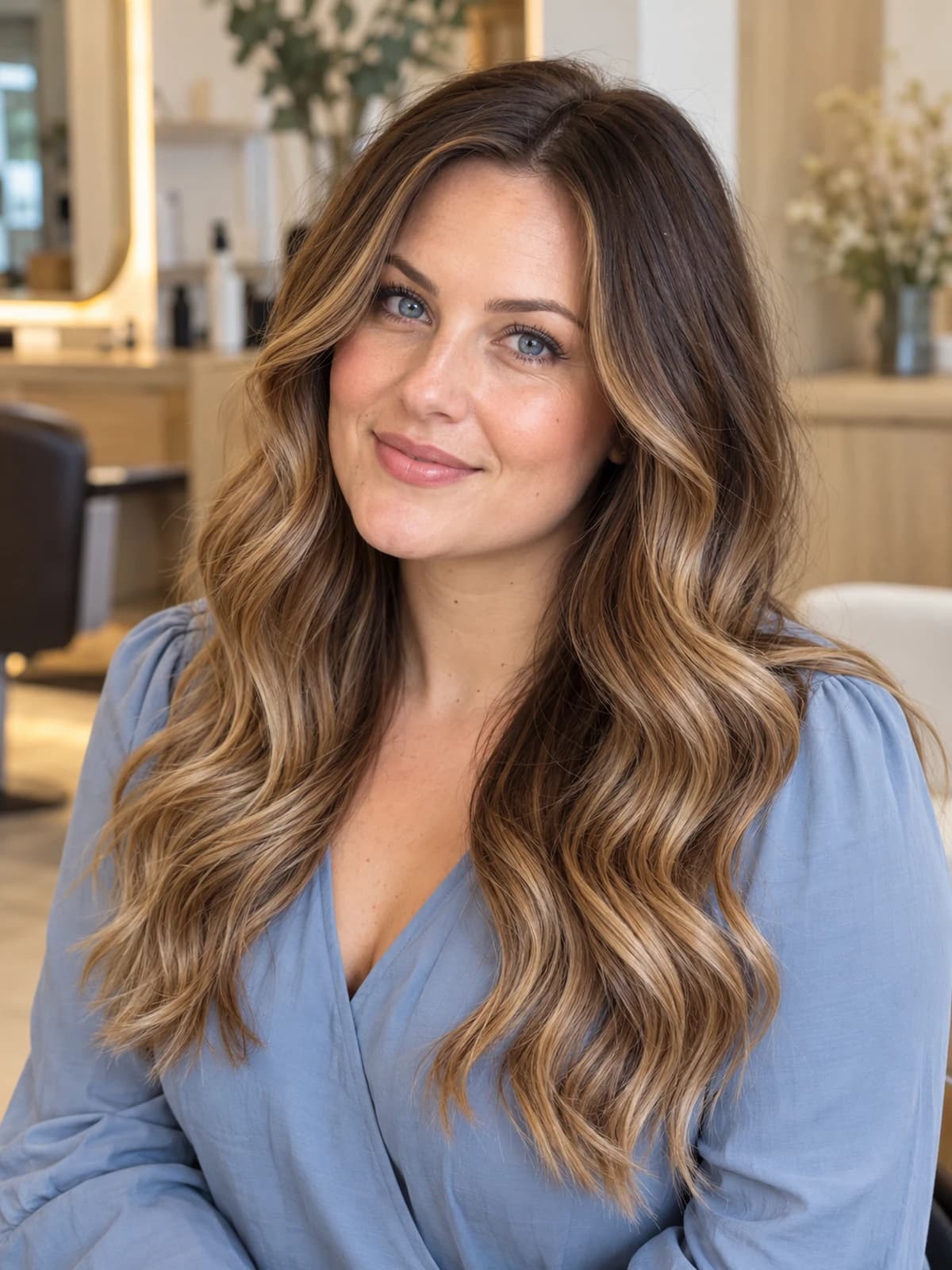 Long wavy hair with a balayage technique