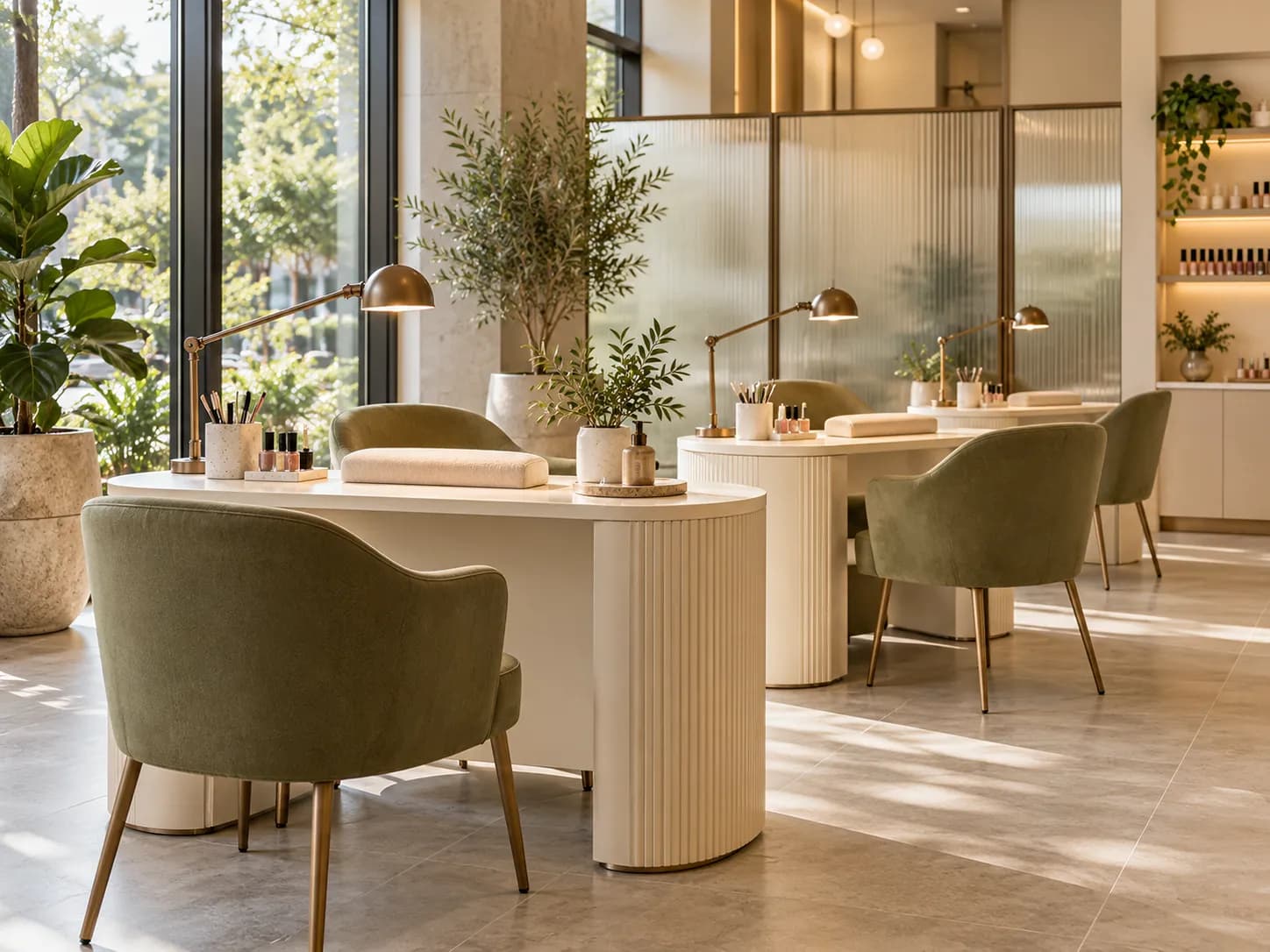 A modern nail salon in daylight