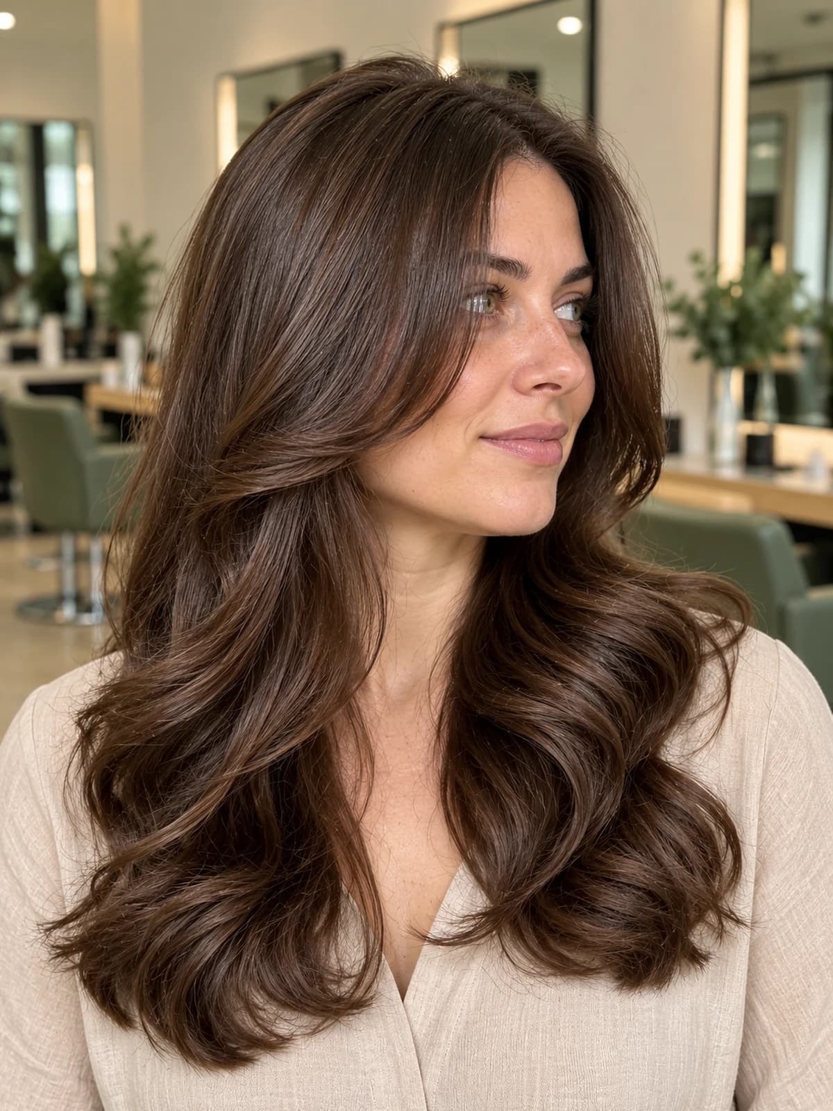 Dark brown waves with volume