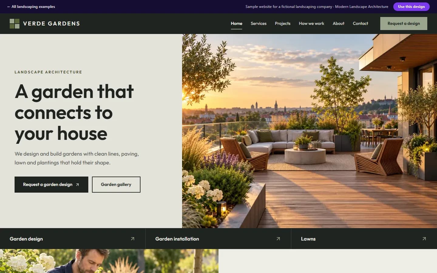Preview of the landscaping sample website, Modern Landscape Architecture design